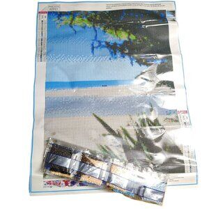 Beach Diamond Painting Kit 12x16 Ocean Scene With Drill Area and Diamonds